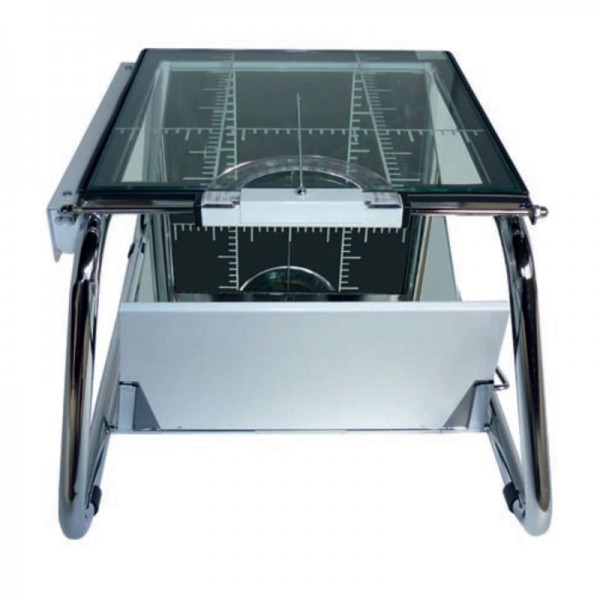 5 plus 5 Verbundglas für Podoskop mit Elektroinstallation aus verchromtem Stahl 5 plus 5 Verbundglas für Podoskop mit Elektroinstallation aus verchromtem Stahl